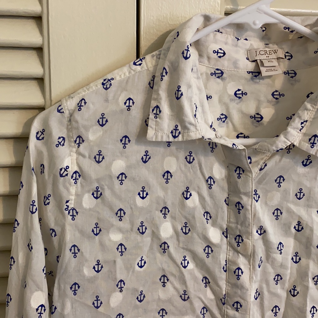 Euc Anchor And Polka Dot Button Down